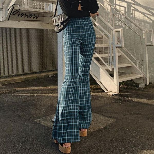 women's pants & capris prowow fashion style women flare blue plaid side zipper female ladies casual mid waist clothes, Black;white
women's pants & capris prowow fashion style women flare blue plaid side zipper female ladies casual mid waist clothes, Black;white