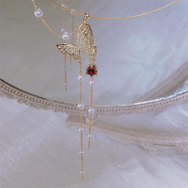 korean elegant metal chain choker jewelry for women girls fashion rhinestone butterfly tassel pendant necklace bijoux necklaces, Silver
korean elegant metal chain choker jewelry for women girls fashion rhinestone butterfly tassel pendant necklace bijoux necklaces, Silver