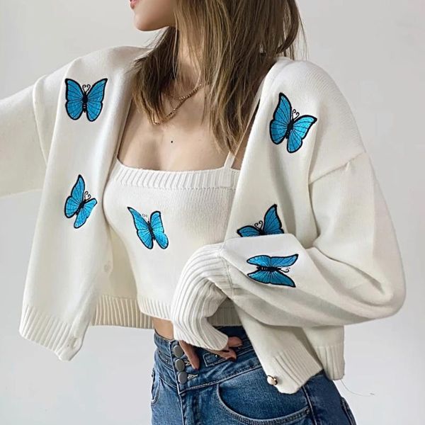 women's sweaters women sweater cardigan butterfly embroidery cropped lantern sleeve korean knit suit fashion jersey mujer, White;black
women's sweaters women sweater cardigan butterfly embroidery cropped lantern sleeve korean knit suit fashion jersey mujer, White;black