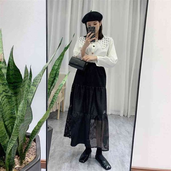 spring & autumn high waist fashion hollow out thin simple a-line skirt casual all-match women long 210527, Black
spring & autumn high waist fashion hollow out thin simple a-line skirt casual all-match women long 210527, Black