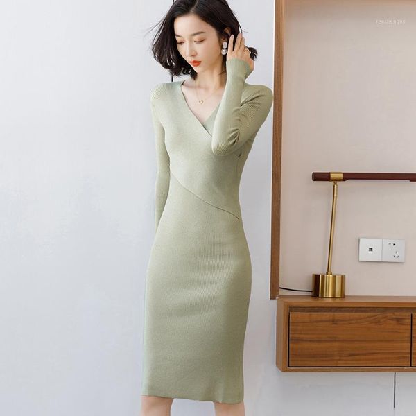 women autumn winter deep v-neck long dress sleeve lady solid knit sheath pullover hip tight elastic sweater casual dresses, Black;gray
women autumn winter deep v-neck long dress sleeve lady solid knit sheath pullover hip tight elastic sweater casual dresses, Black;gray
