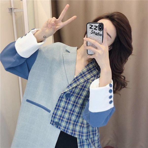 autumn winter designer new jackets blazer full sleeve chic irregular patchwork loose coat high street women clothes, Black;brown
autumn winter designer new jackets blazer full sleeve chic irregular patchwork loose coat high street women clothes, Black;brown