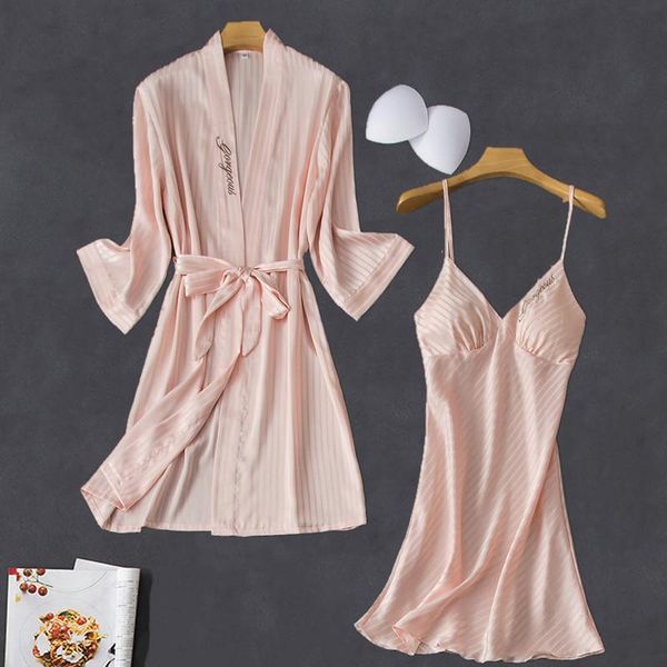 summer soft satin nighty robe set strap nightgown lingerie bride dressing gown women loose lounge kimono bath home wear women's sleepwe, Black;red
summer soft satin nighty robe set strap nightgown lingerie bride dressing gown women loose lounge kimono bath home wear women's sleepwe, Black;red