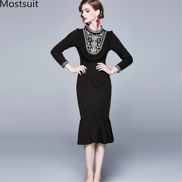 autumn runway floral embroidered mermaid dress women long sleev o-neck elegant ladies dresses vestidos femme 210518, Black;gray
autumn runway floral embroidered mermaid dress women long sleev o-neck elegant ladies dresses vestidos femme 210518, Black;gray