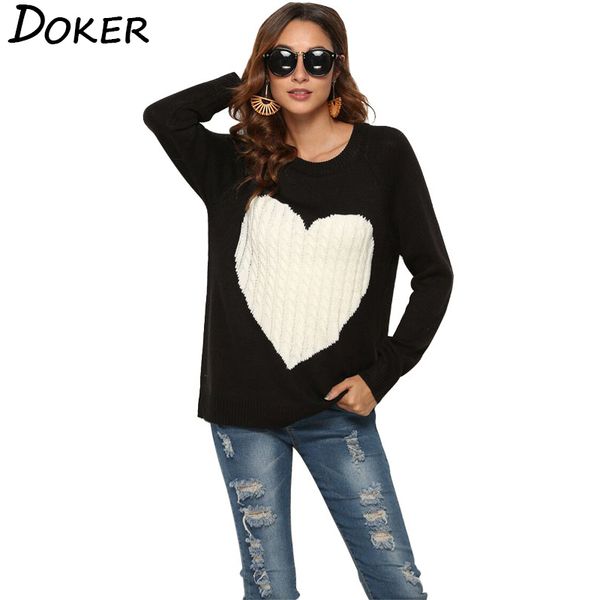 women sweaters and pullovers autumn winter love heart pattern o-neck long sleeve knitted sweater female casual knitwear 210423, White;black
women sweaters and pullovers autumn winter love heart pattern o-neck long sleeve knitted sweater female casual knitwear 210423, White;black