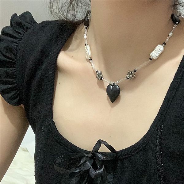 pendant necklaces vintage gothic black peach heart temperament flower shell crystal beads strand chains choker for women jewelry, Silver
pendant necklaces vintage gothic black peach heart temperament flower shell crystal beads strand chains choker for women jewelry, Silver