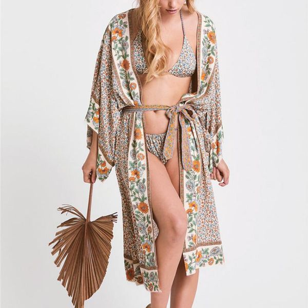 women's swimwear kimono sleeeve swim cover up dresses women cotton khaki floral print cardigan 2021 summer vestidos casual beach robe, White;black
women's swimwear kimono sleeeve swim cover up dresses women cotton khaki floral print cardigan 2021 summer vestidos casual beach robe, White;black