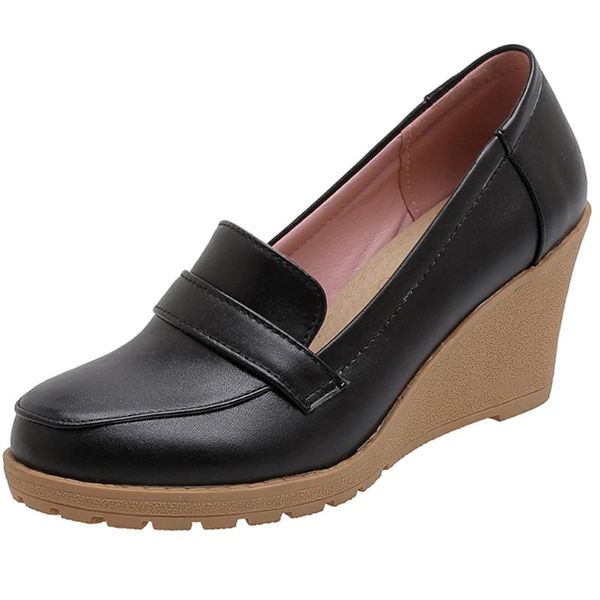dress shoes ribetrini female spring elegant solid platform woman comfort office high wedges pumps women casual slip-on, Black
dress shoes ribetrini female spring elegant solid platform woman comfort office high wedges pumps women casual slip-on, Black