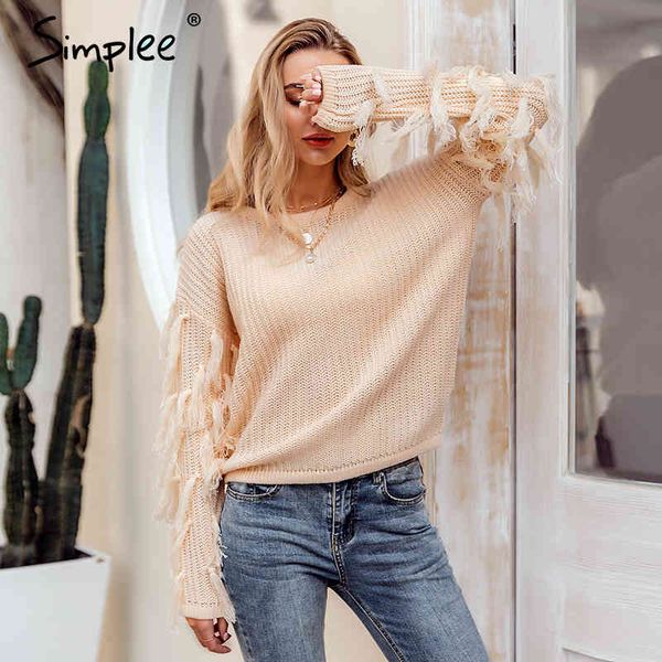 o neck tassel pullover casual army green long sleeve sweater autumn winter outerwear femme 210414, White;black
o neck tassel pullover casual army green long sleeve sweater autumn winter outerwear femme 210414, White;black