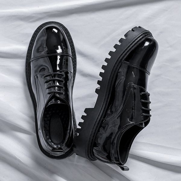 dress shoes men's leather shoes, casual office with a high platform of leather, korean harajuku style, vintage wedding for men 9dcl, Black
dress shoes men's leather shoes, casual office with a high platform of leather, korean harajuku style, vintage wedding for men 9dcl, Black