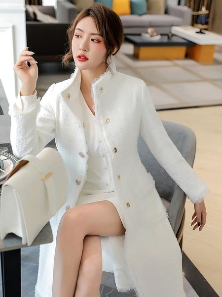 women's wool & blends white tweed coat women's middle long 2021 autumn and winter temperament thickened small fragrance thin woolen, Black
women's wool & blends white tweed coat women's middle long 2021 autumn and winter temperament thickened small fragrance thin woolen, Black
