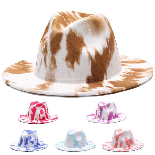 wide brim hats fedora women men tie dye gradient luxury felted autumn winter spring multicolor jazz caps casual, Blue;gray
wide brim hats fedora women men tie dye gradient luxury felted autumn winter spring multicolor jazz caps casual, Blue;gray