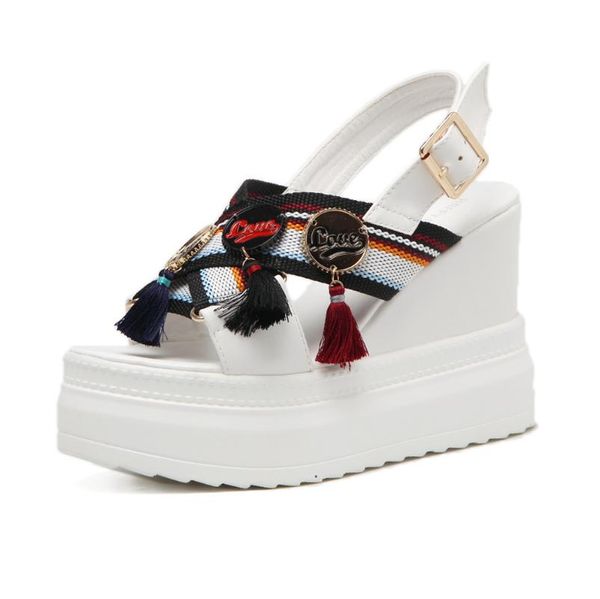 women 10cm high heels wedges white tassel sandals 4cm platform fetish slides thick heel chunky luxury design shoes, Black
women 10cm high heels wedges white tassel sandals 4cm platform fetish slides thick heel chunky luxury design shoes, Black
