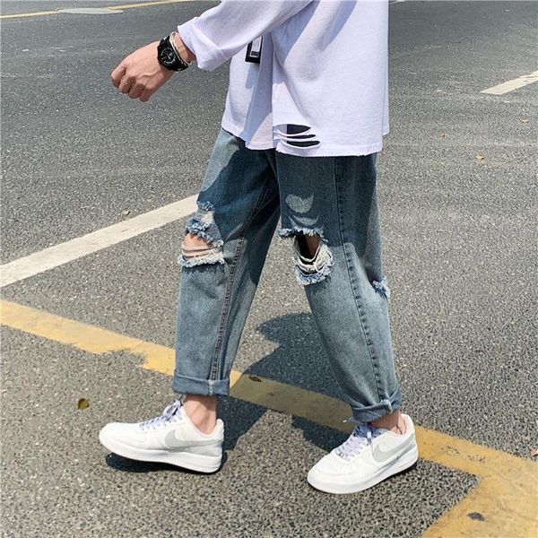 men's jeans casual denim trousers big holes before after beggar pants men loose straight washed trendy fashion 9-point plus size, Blue
men's jeans casual denim trousers big holes before after beggar pants men loose straight washed trendy fashion 9-point plus size, Blue