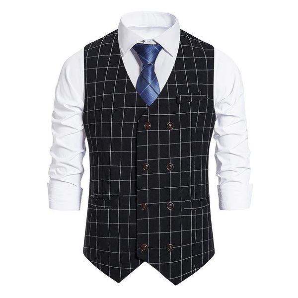 men's vests parklees mens plaid double breasted slim fit waistcoat vest suit retro formal casual v neck business tuxedo men wedding, Black;white
men's vests parklees mens plaid double breasted slim fit waistcoat vest suit retro formal casual v neck business tuxedo men wedding, Black;white