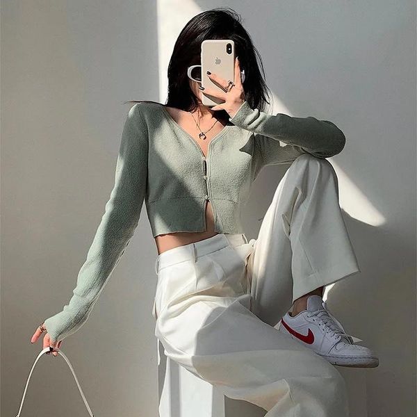 women's knits & tees spring v neck button long sleeve sweaters women korean style thin single breasted cardigans lady cropped, White
women's knits & tees spring v neck button long sleeve sweaters women korean style thin single breasted cardigans lady cropped, White