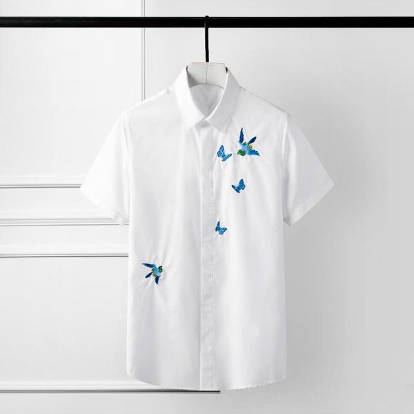 plus size 3xl 4xl mens shirts luxury blue butterfly and bird embroidery short sleeve men solid color slim fit man men's casual, White;black
plus size 3xl 4xl mens shirts luxury blue butterfly and bird embroidery short sleeve men solid color slim fit man men's casual, White;black
