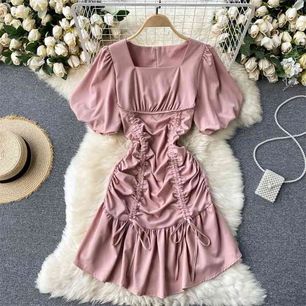 chic women's summer dress drawstring ruched ruffles puff short sleeve mini solid square collar party es 210603, Black;gray
chic women's summer dress drawstring ruched ruffles puff short sleeve mini solid square collar party es 210603, Black;gray