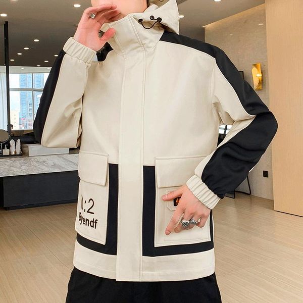 men's jackets mens fashion color matching hooded work jacket 2021 spring/autumn trendy student casual clothes wind breaker men, Black;brown
men's jackets mens fashion color matching hooded work jacket 2021 spring/autumn trendy student casual clothes wind breaker men, Black;brown