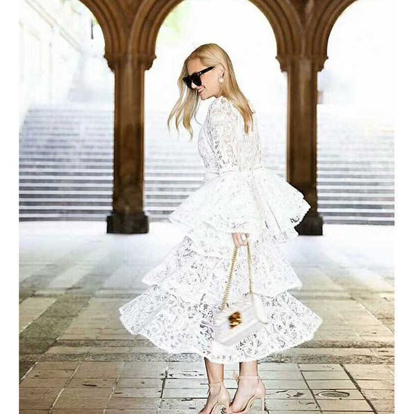 fashion designer runway dress women's flare sleeve lace cascading ruffle 210526, Black;gray
fashion designer runway dress women's flare sleeve lace cascading ruffle 210526, Black;gray