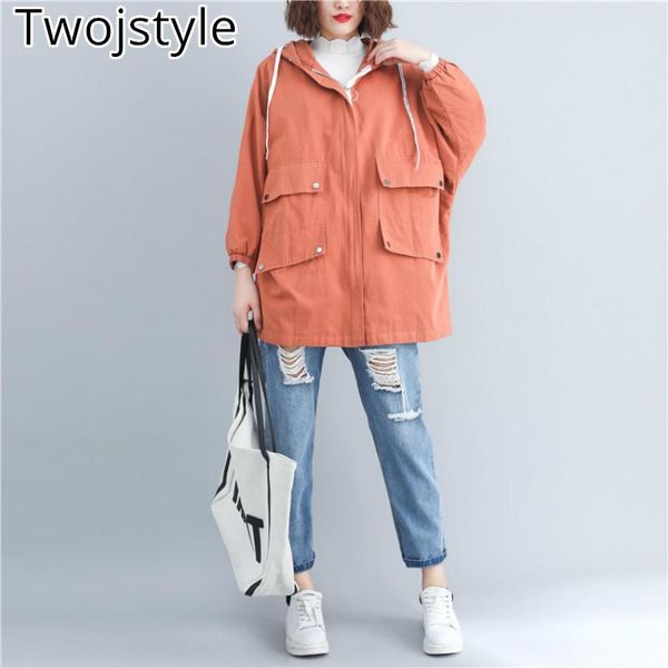 women's trench coats twojstyle 2021 autumn women coat fashion lager size long sleeve hooded soild red black loose have pocket, Tan;black
women's trench coats twojstyle 2021 autumn women coat fashion lager size long sleeve hooded soild red black loose have pocket, Tan;black