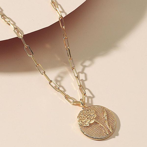 pendant necklaces vintage metal flower engarved round coin necklace gold color clavicle chain gothic collar women's jewelry, Silver
pendant necklaces vintage metal flower engarved round coin necklace gold color clavicle chain gothic collar women's jewelry, Silver