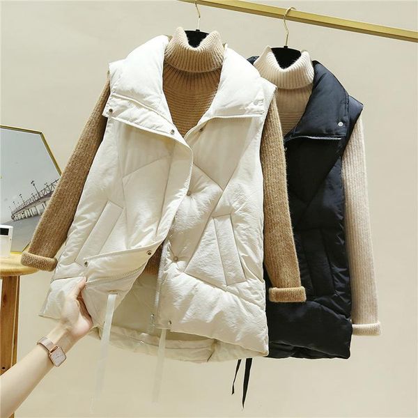women's vests 2021 autumn winter cotton vest women ladies casual waistcoat female sleeveless jacket fit warm puffer coat clothing ct010, Black;white
women's vests 2021 autumn winter cotton vest women ladies casual waistcoat female sleeveless jacket fit warm puffer coat clothing ct010, Black;white