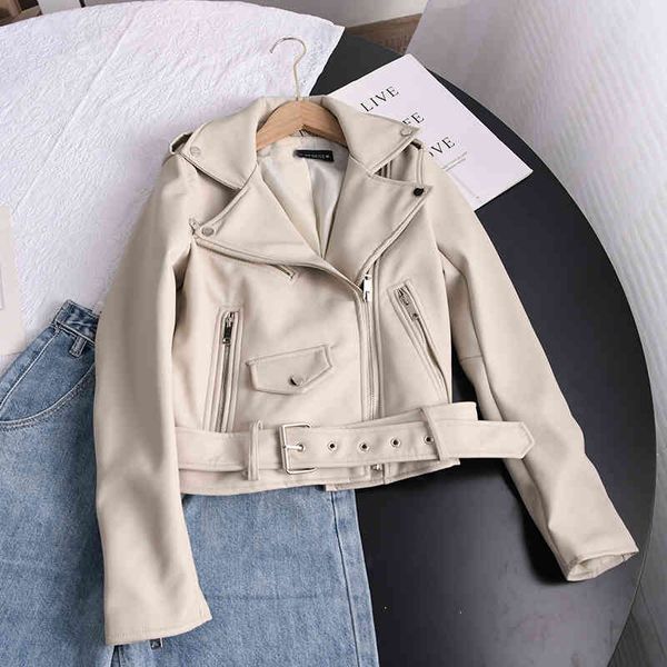 women's jackets 2022 spring autumn soft faux leather short jacket with belt women lapel pu coat black zipper moto biker outwear vdvp, Black;brown
women's jackets 2022 spring autumn soft faux leather short jacket with belt women lapel pu coat black zipper moto biker outwear vdvp, Black;brown