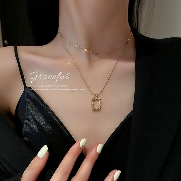 pendant necklaces fashion simple personality necklace geometric two piece set titanium steel feminine design sense short, Silver
pendant necklaces fashion simple personality necklace geometric two piece set titanium steel feminine design sense short, Silver
