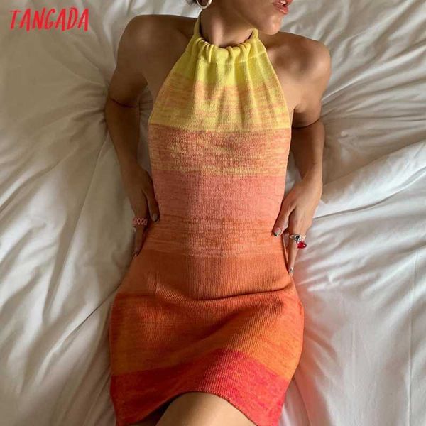 tangada women colorful halter knit dress sleeveless backless vintage style females mini dresses vestidos ab44 210609, Black;gray
tangada women colorful halter knit dress sleeveless backless vintage style females mini dresses vestidos ab44 210609, Black;gray