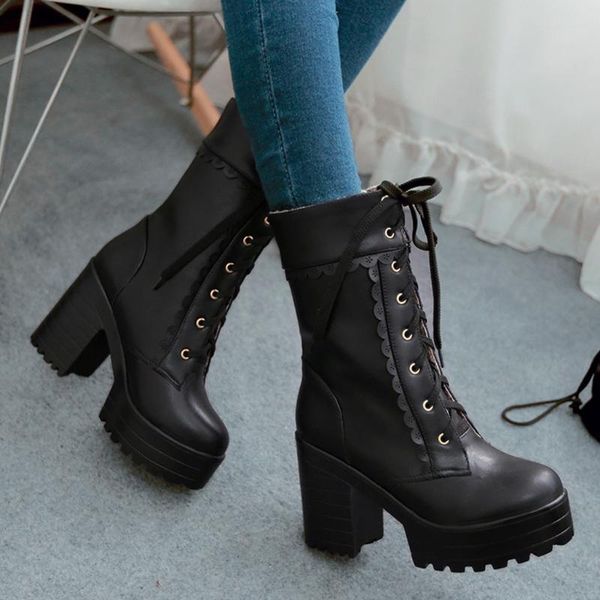 boots black women heel spring autumn lace-up soft leather platform shoes woman party ankle high heels punk winterlaarzen
boots black women heel spring autumn lace-up soft leather platform shoes woman party ankle high heels punk winterlaarzen
