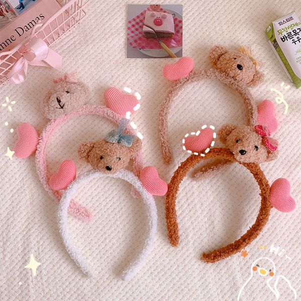 style bear plush hoop lovely sweet headdress girl wash face pressure headband, Black;brown
style bear plush hoop lovely sweet headdress girl wash face pressure headband, Black;brown