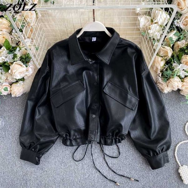 zqlz vintage leather coat women loose black pu jacket female single breasted punk short faux leather overcoat mujer 211130
zqlz vintage leather coat women loose black pu jacket female single breasted punk short faux leather overcoat mujer 211130