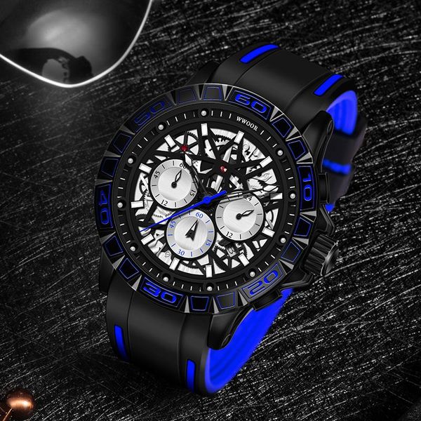 wristwatches wwoor mens watches 2021 brand fashion casual sport quartz watch military blue male silicone waterproof date chronograph, Slivery;brown 
wristwatches wwoor mens watches 2021 brand fashion casual sport quartz watch military blue male silicone waterproof date chronograph, Slivery;brown