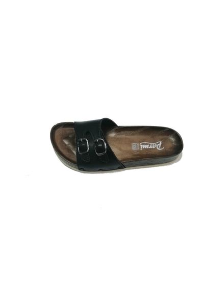 slippers women's black double buckle casual