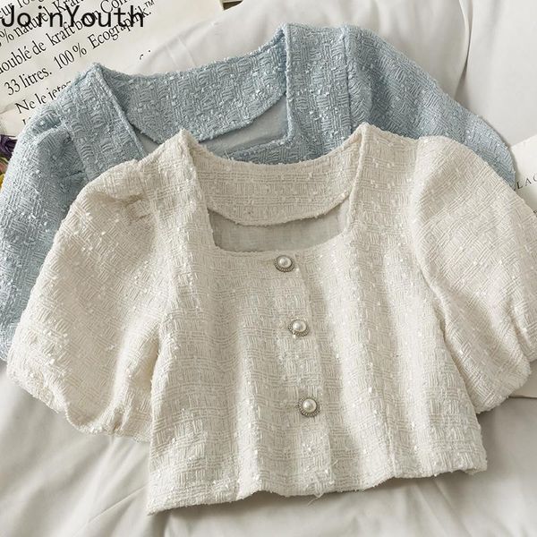 women's blouses & shirts joinyouth womens square collar puff sleeve office lady single-breasted crop 2021 korean elegant blusas female, White
women's blouses & shirts joinyouth womens square collar puff sleeve office lady single-breasted crop 2021 korean elegant blusas female, White