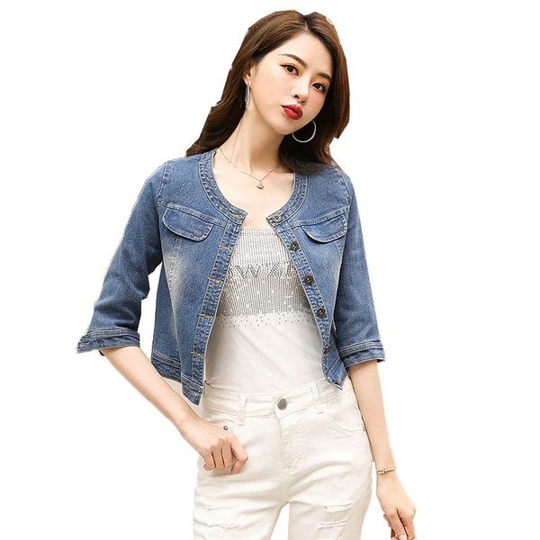 women's jackets autumn cotton denim jacket women 2021 slim o neck 7 sleeves short jeans vintage coats large size chaqueta mujer, Black;brown
women's jackets autumn cotton denim jacket women 2021 slim o neck 7 sleeves short jeans vintage coats large size chaqueta mujer, Black;brown