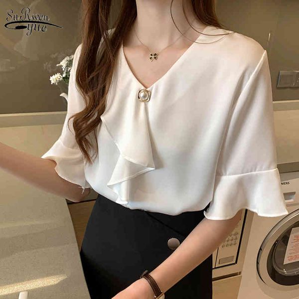 casual women clothing solid and blouses short sleeve v-neck white pink elegant office lady ruffle blouse 9606 210521
casual women clothing solid and blouses short sleeve v-neck white pink elegant office lady ruffle blouse 9606 210521