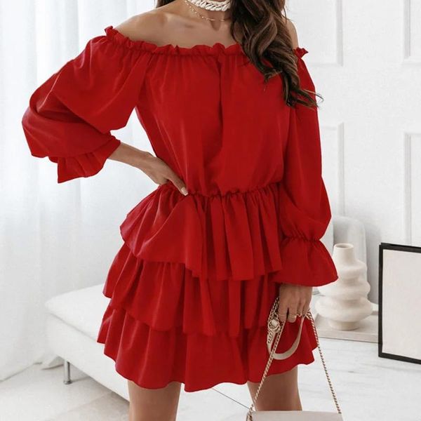 casual dresses 2021 spring autumn women long sleeve ruffle pleated off shoulder solid a-line elegant dress, Black;gray
casual dresses 2021 spring autumn women long sleeve ruffle pleated off shoulder solid a-line elegant dress, Black;gray