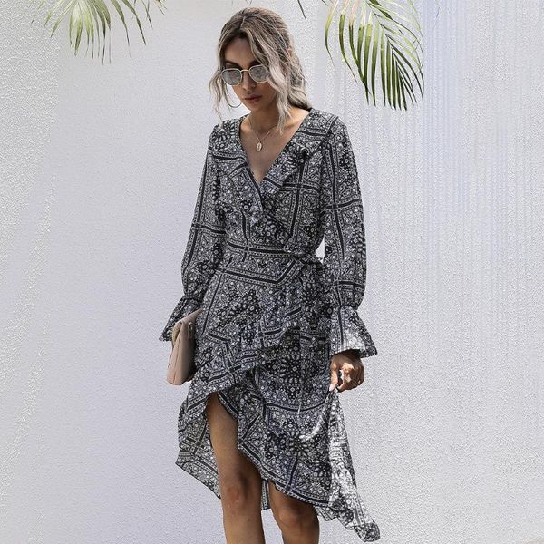 casual dresses autumn dress woman female clothing wrapped long vintage sleep urban ruffled printed irregular v-neck temperature women's, Black;gray
casual dresses autumn dress woman female clothing wrapped long vintage sleep urban ruffled printed irregular v-neck temperature women's, Black;gray