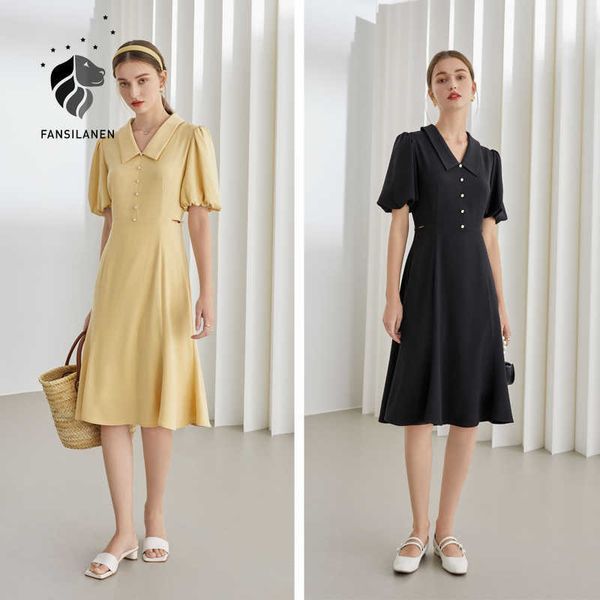 fansilanen office lady french puff sleeve black yellow v-neck dress women summer retro fishtail a-line 210607, Black;gray
fansilanen office lady french puff sleeve black yellow v-neck dress women summer retro fishtail a-line 210607, Black;gray