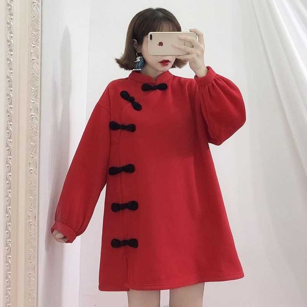 fashion autumn and winter women's long-sleeved knit dress stand collar buckle chinese split side red 210601, Black;gray
fashion autumn and winter women's long-sleeved knit dress stand collar buckle chinese split side red 210601, Black;gray