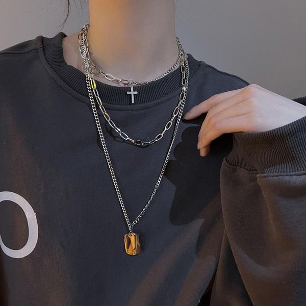 pendant necklaces 2021 multi-layer stainless steel goth bijoux hip hop streetwear cross necklace for women collier jewelry, Silver
pendant necklaces 2021 multi-layer stainless steel goth bijoux hip hop streetwear cross necklace for women collier jewelry, Silver