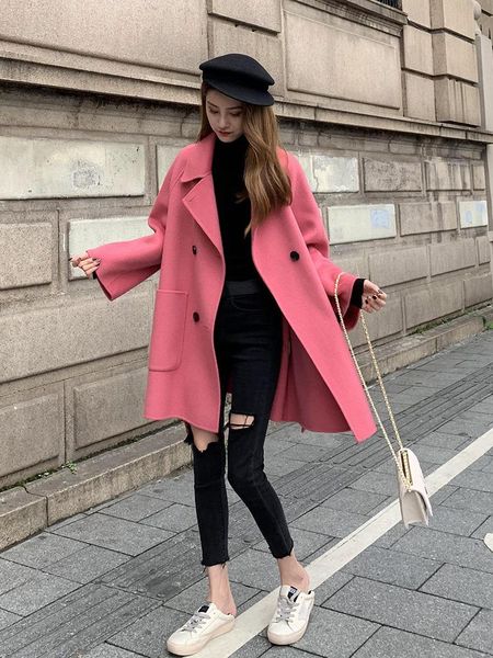 women's wool & blends 2021 coat autumn winter jacket women clothes double side woolen female korean abrigo mujer, Black
women's wool & blends 2021 coat autumn winter jacket women clothes double side woolen female korean abrigo mujer, Black