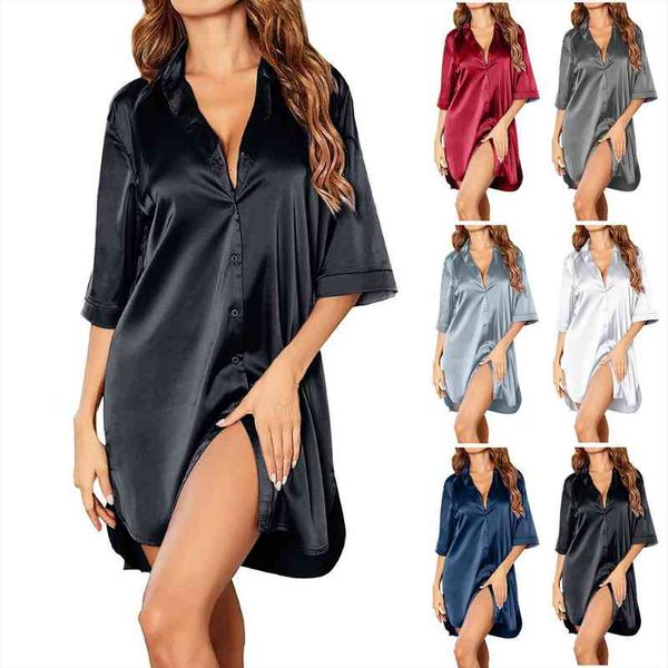 sleep underwear solid color womens sleepwears sleeping shirt half sleeve single breasted loose nightshirt skirts gown wear lounge, Black;red
sleep underwear solid color womens sleepwears sleeping shirt half sleeve single breasted loose nightshirt skirts gown wear lounge, Black;red