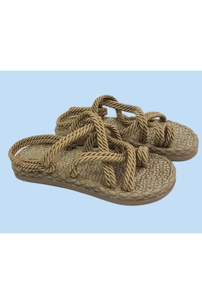 sandals women's straw color rope braided flat, Black
sandals women's straw color rope braided flat, Black