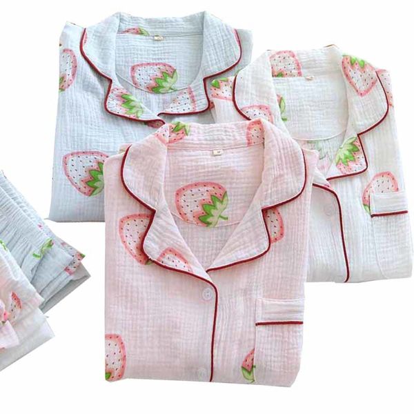 women's sleepwear autumn new ldies full cotton pajamas set cartoon strawberry print women sweet cute turn-down collar homewear jba, Black;red
women's sleepwear autumn new ldies full cotton pajamas set cartoon strawberry print women sweet cute turn-down collar homewear jba, Black;red
