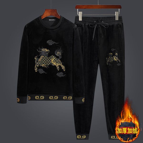 hoodie chinese embroidered gold velvet male autumn and korean winter style loose size pullover with of two pieces, Black
hoodie chinese embroidered gold velvet male autumn and korean winter style loose size pullover with of two pieces, Black