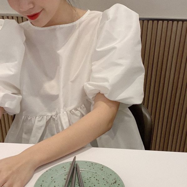 lucyever summer casual puff short sleeve chiffon shirt korean loose ruffles o-neck woman sweet white shirt ladies 210521
lucyever summer casual puff short sleeve chiffon shirt korean loose ruffles o-neck woman sweet white shirt ladies 210521
