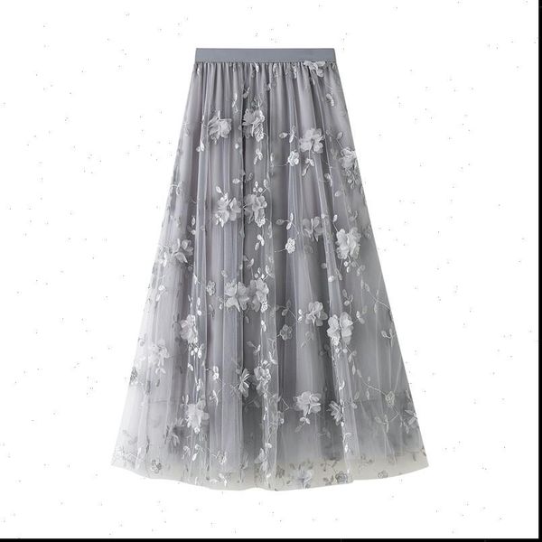 long tulle elegant fashion casual women skirt high waist 3d flower embroidery color midi swing for, Black
long tulle elegant fashion casual women skirt high waist 3d flower embroidery color midi swing for, Black